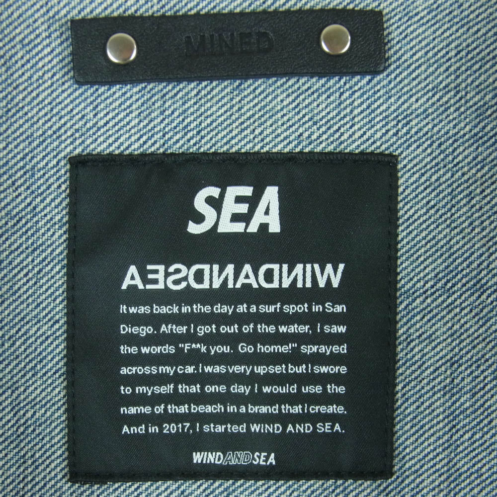 MINEDENIM マインデニム 24AW 24MND-WAS001-86-022 WIND AND SEA ウィンダンシー E.BF-GJKT インディゴ セルヴィッジ デニム ロゴプリント ジャケット インディゴブルー系 2【新古品】【未使用】【中古】