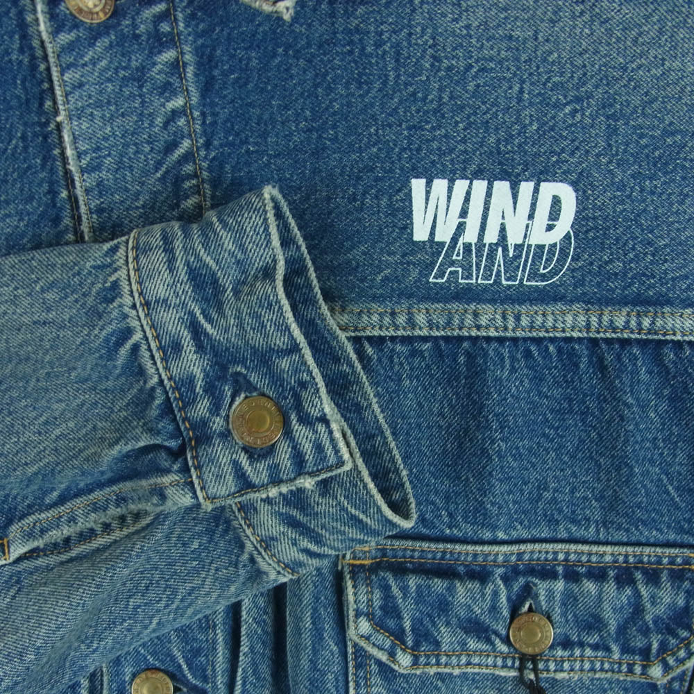 MINEDENIM マインデニム 24AW 24MND-WAS001-86-022 WIND AND SEA ウィンダンシー E.BF-GJKT インディゴ セルヴィッジ デニム ロゴプリント ジャケット インディゴブルー系 2【新古品】【未使用】【中古】