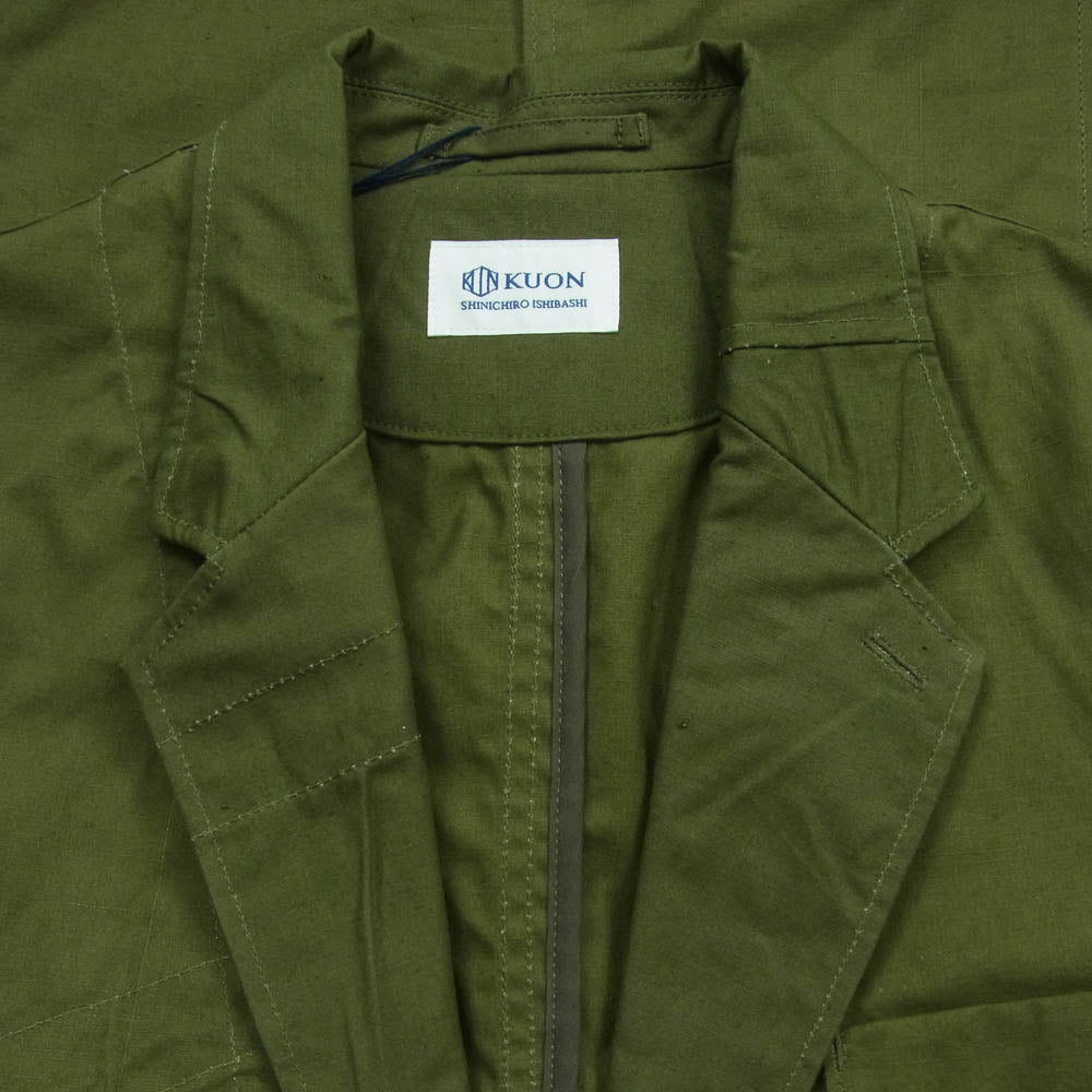KUON クオン 144JK061100 Military Tent Blazer ミリタリー テント生地 ブレザー ジャケット グリーン系 Olive M【新古品】【未使用】【中古】