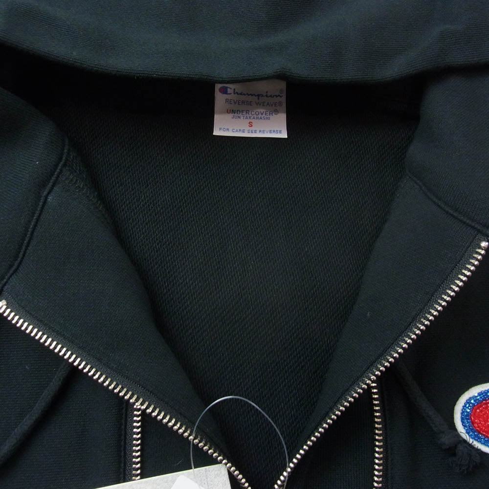 UNDERCOVER アンダーカバー UC1E4811 × Champion チャンピオン REVERSE WEAVE コットン 裏毛 スウェット パーカー リバースウィーブ ジップアップ  ブラック系 S【新古品】【未使用】【中古】