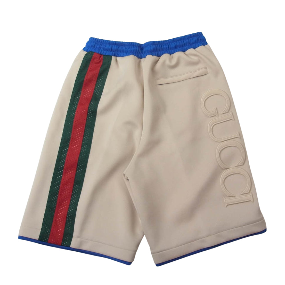 GUCCI グッチ 23SS 752277 XJFSS NEO PLAIN BASKET SHORT バスケット ショーツ メッシュ シェリーライン ロゴ ハーフ パンツ S オフホワイト系 S【中古】
