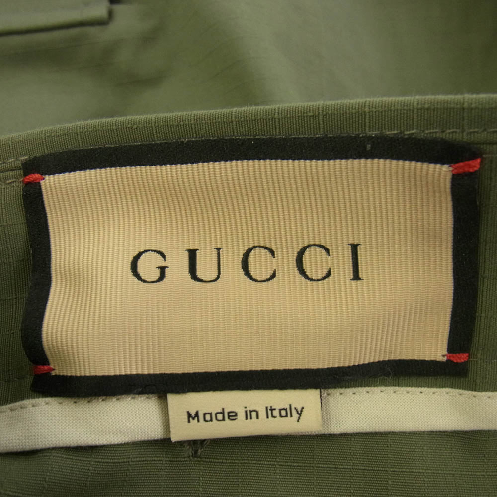 GUCCI グッチ 742784 ZANW6 GG柄 切替し カーゴ クロップド ハーフ パンツ 46 カーキ系 46【極上美品】【中古】
