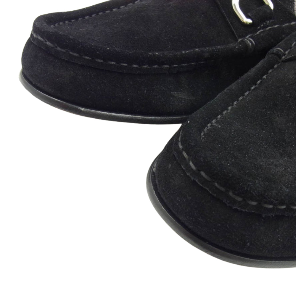 GUCCI グッチ 367762 ホースビット スゥエード レザー ローファー モカシン シューズ ブラック系 7.5【極上美品】【中古】