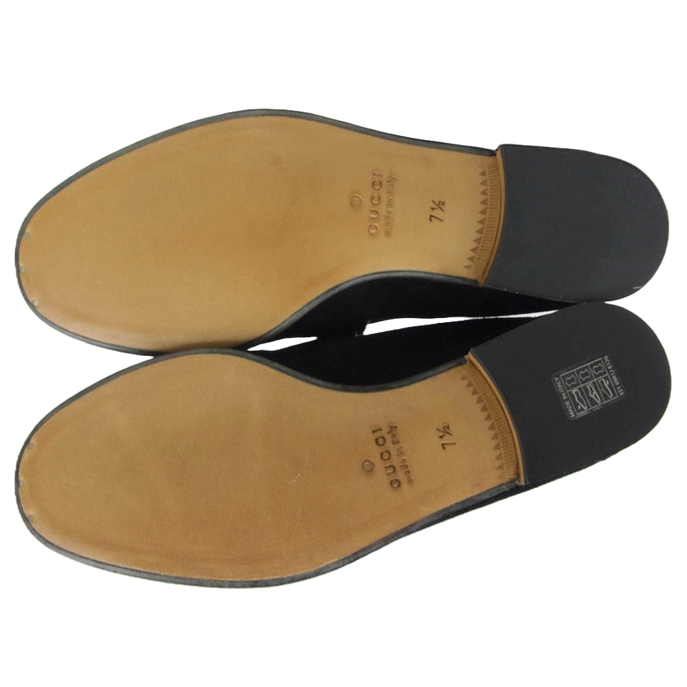 GUCCI グッチ 367762 ホースビット スゥエード レザー ローファー モカシン シューズ ブラック系 7.5【極上美品】【中古】