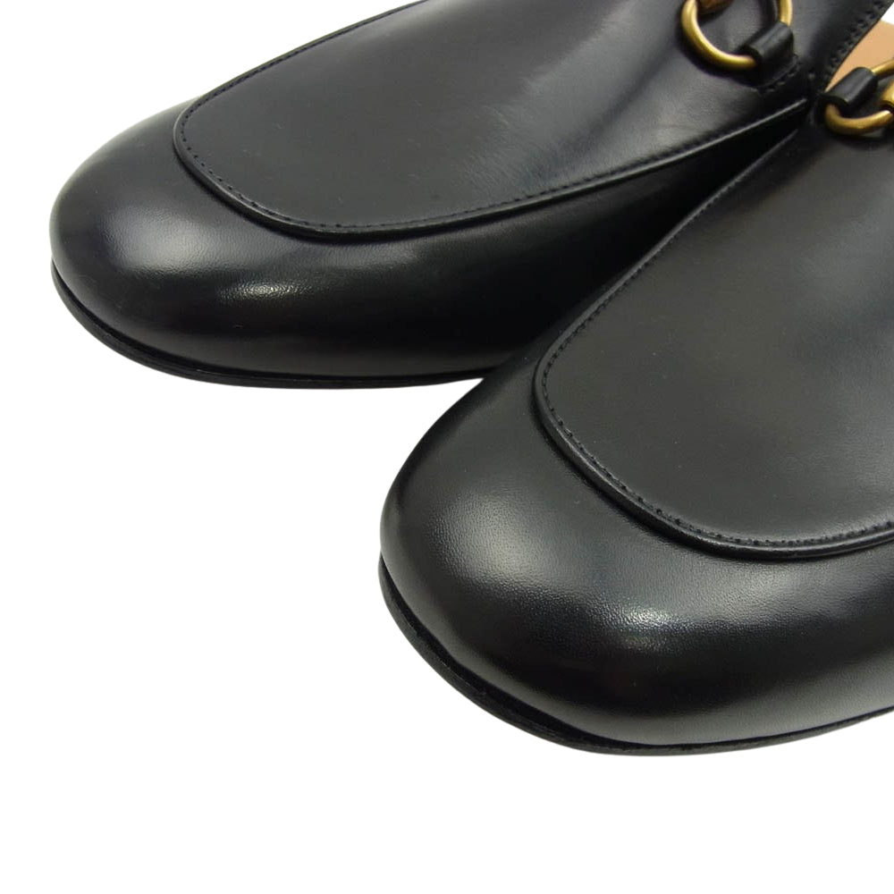 GUCCI グッチ 426219 プリンスタウン ホースビット レザー ミュール スリッパ ブラック系 7【新古品】【未使用】【中古】