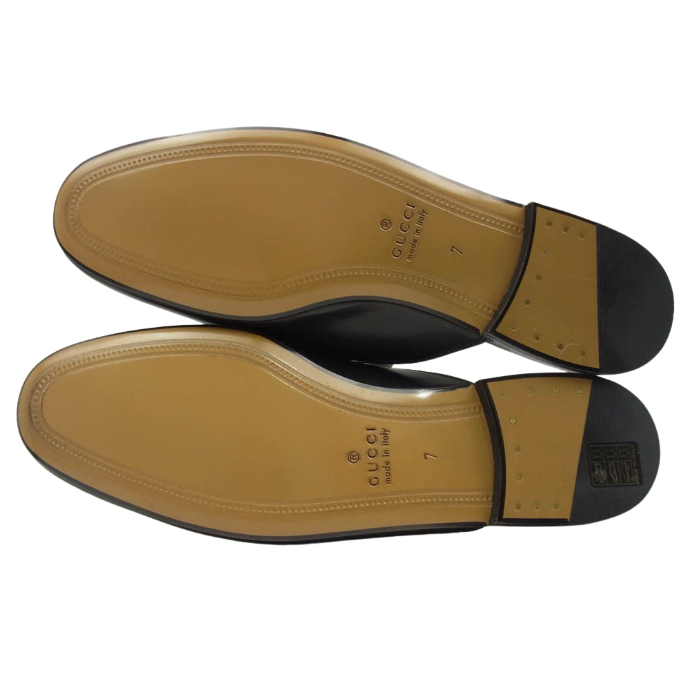 GUCCI グッチ 426219 プリンスタウン ホースビット レザー ミュール スリッパ ブラック系 7【新古品】【未使用】【中古】