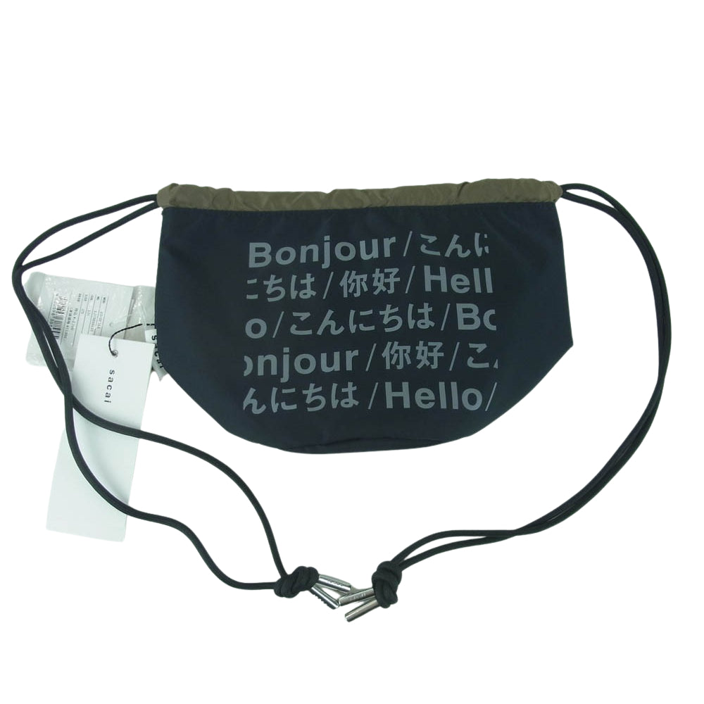 Sacai サカイ 23-0536S 2310800536 Hello ハロー 巾着 ショルダー バッグ ポーチ ブラック系 OS【極上美品】【中古】