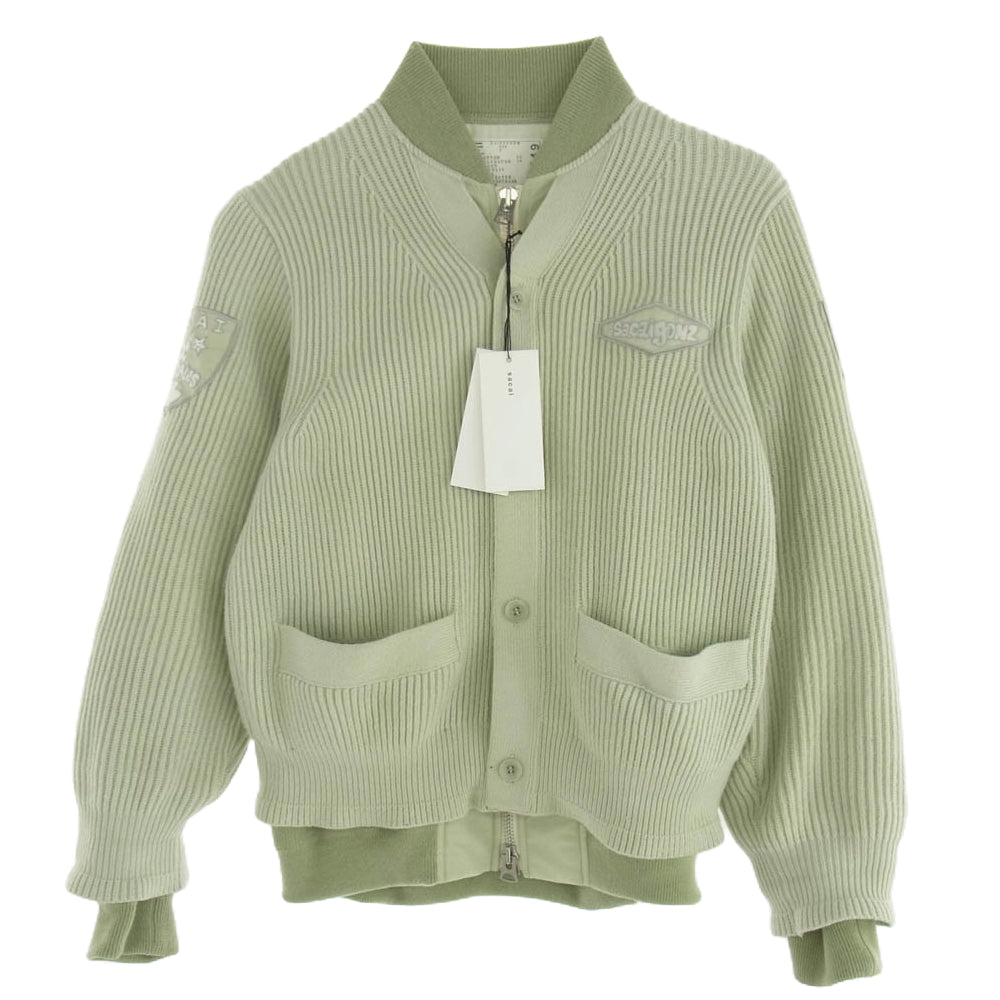 Sacai サカイ 24AW 24-03549M Gonz Multi Patch Nylon Twill Knit Cardigan ゴンズ マルチパッチ ナイロンツイル カーディガン ライトグリーン系 2【中古】
