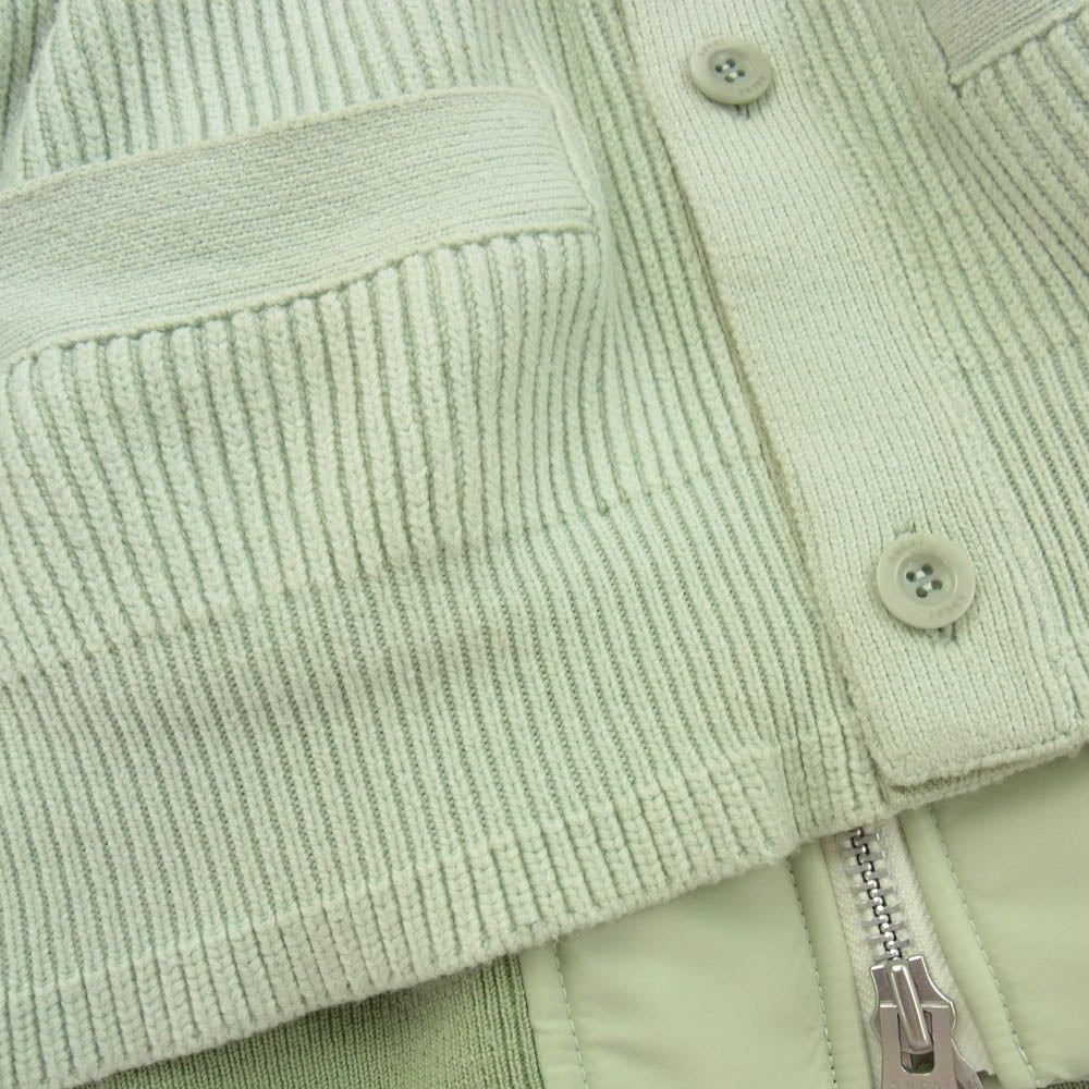 Sacai サカイ 24AW 24-03549M Gonz Multi Patch Nylon Twill Knit Cardigan ゴンズ マルチパッチ ナイロンツイル カーディガン ライトグリーン系 2【中古】