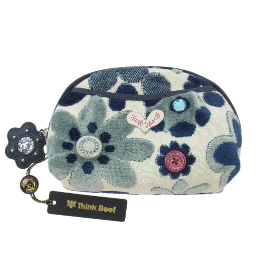 thinkbee シンクビー フラワー 花柄 ポーチ ブルー系【極上美品】【中古】