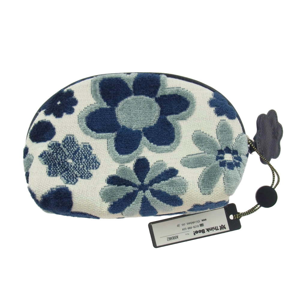 thinkbee シンクビー フラワー 花柄 ポーチ ブルー系【極上美品】【中古】