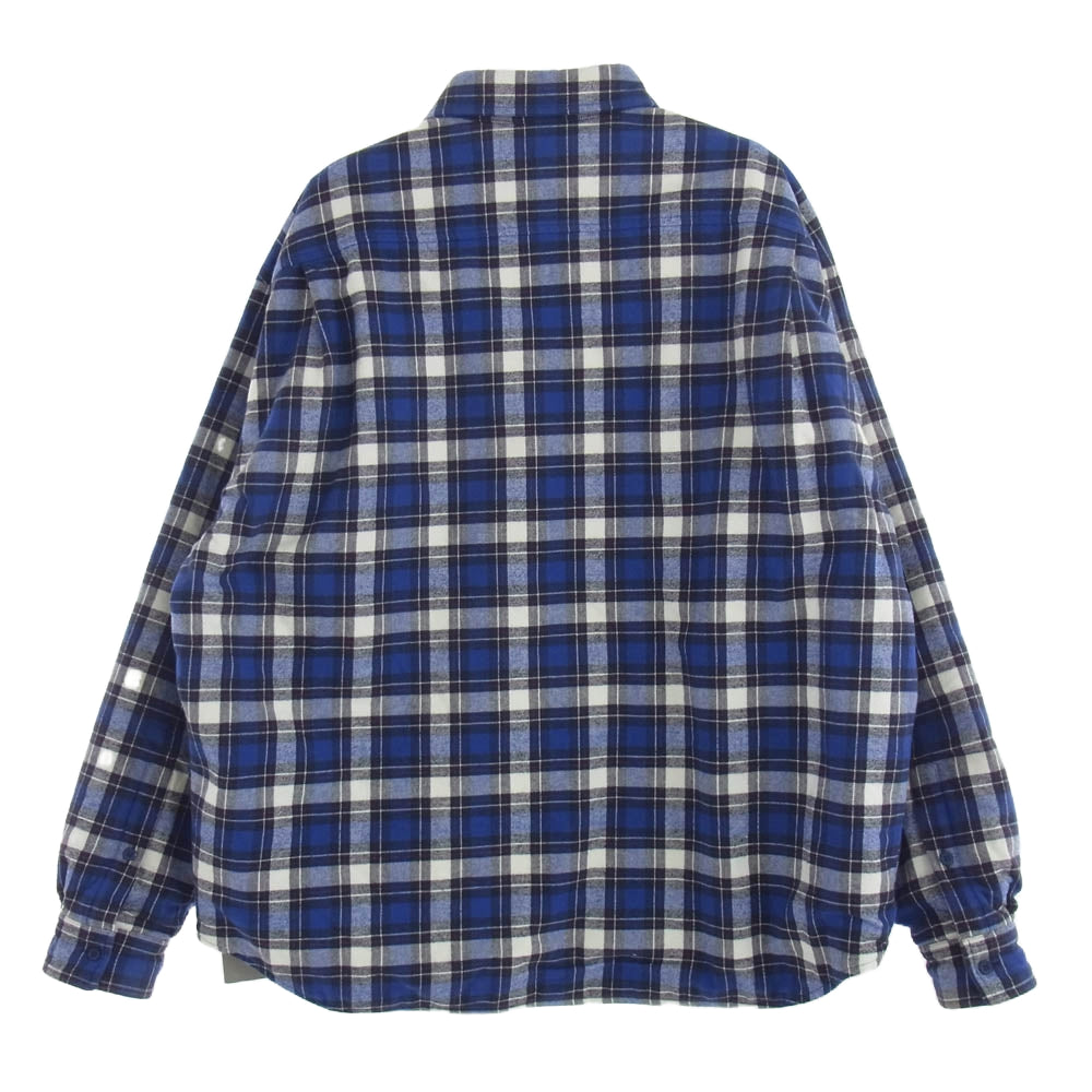 BALENCIAGA バレンシアガ 642339 TKM27 Padded Flannel Shirt パデッド フランネル チェック シャツ ジャケット 中綿 裏地キルティング ブルー系 38【中古】