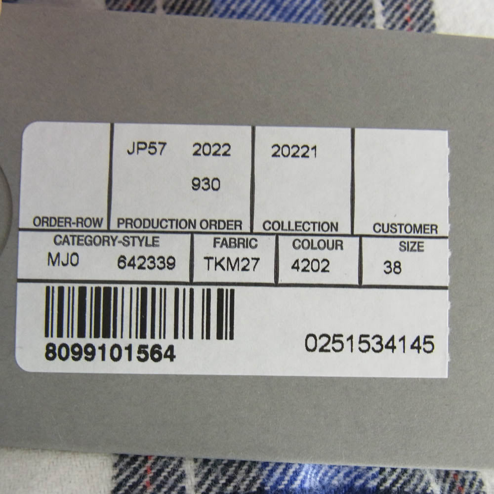 BALENCIAGA バレンシアガ 642339 TKM27 Padded Flannel Shirt パデッド フランネル チェック シャツ ジャケット 中綿 裏地キルティング ブルー系 38【中古】