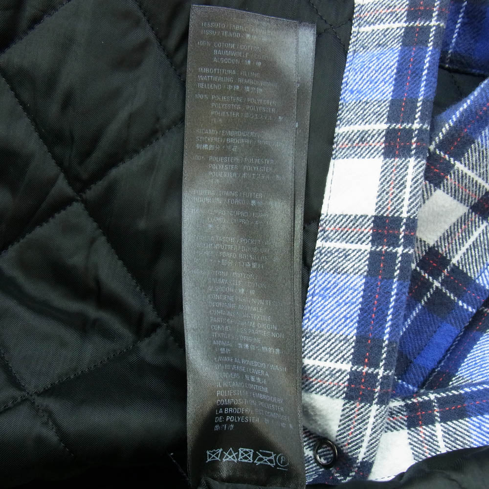 BALENCIAGA バレンシアガ 642339 TKM27 Padded Flannel Shirt パデッド フランネル チェック シャツ ジャケット 中綿 裏地キルティング ブルー系 38【中古】