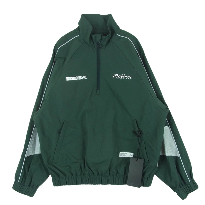 NEIGHBORHOOD ネイバーフッド 25SS 251TS54N-JKM02 NH X MALBON GOLF QUARTER ZIP JACKET マルボンゴルフ プルオーバー ハーフジップ ナイロン ジャケット グリーン系 S【新古品】【未使用】【中古】