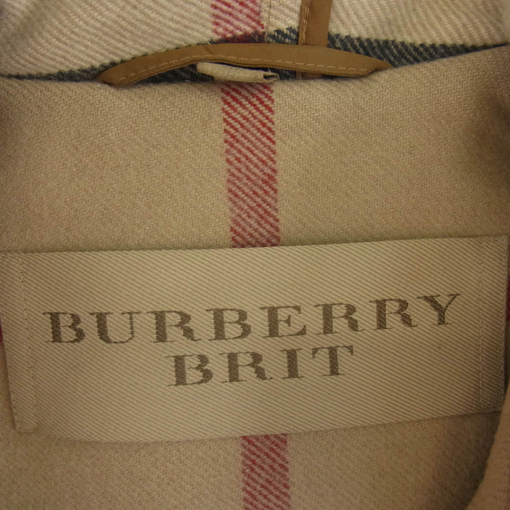BURBERRY バーバリー 3953063 BRIT ブリット メガチェック ダッフル ウール コート ライトブラウン系 UK2【中古】