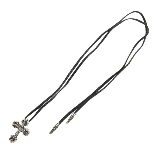 CHROME HEARTS クロムハーツ（原本無） FILIG CROSS-XSM LB フィリグリー クロス XS wレザーブレイド シルバー ネックレス ブラック系 シルバー系【中古】