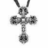 CHROME HEARTS クロムハーツ（原本無） FILIG CROSS-XSM LB フィリグリー クロス XS wレザーブレイド シルバー ネックレス ブラック系 シルバー系【中古】