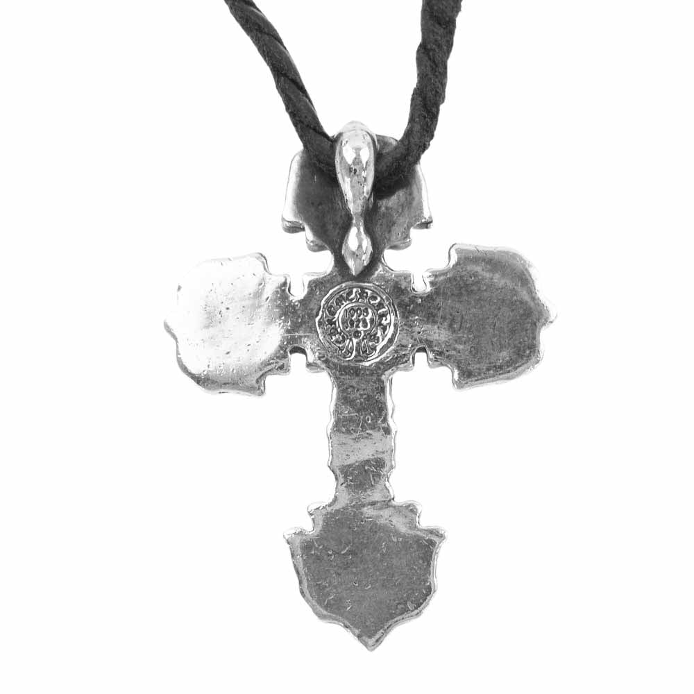 CHROME HEARTS クロムハーツ（原本無） FILIG CROSS-XSM LB フィリグリー クロス XS wレザーブレイド シルバー ネックレス ブラック系 シルバー系【中古】