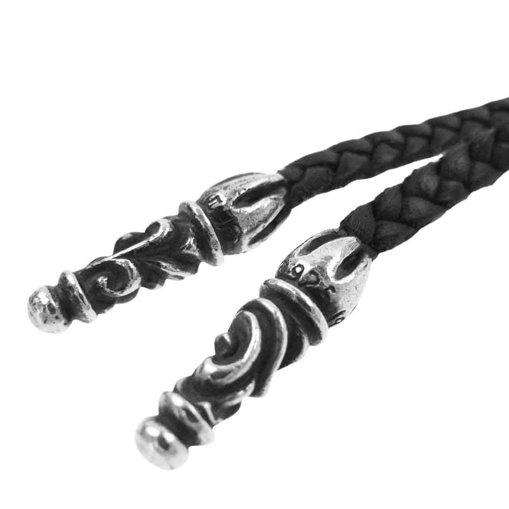 CHROME HEARTS クロムハーツ（原本無） FILIG CROSS-XSM LB フィリグリー クロス XS wレザーブレイド シルバー ネックレス ブラック系 シルバー系【中古】