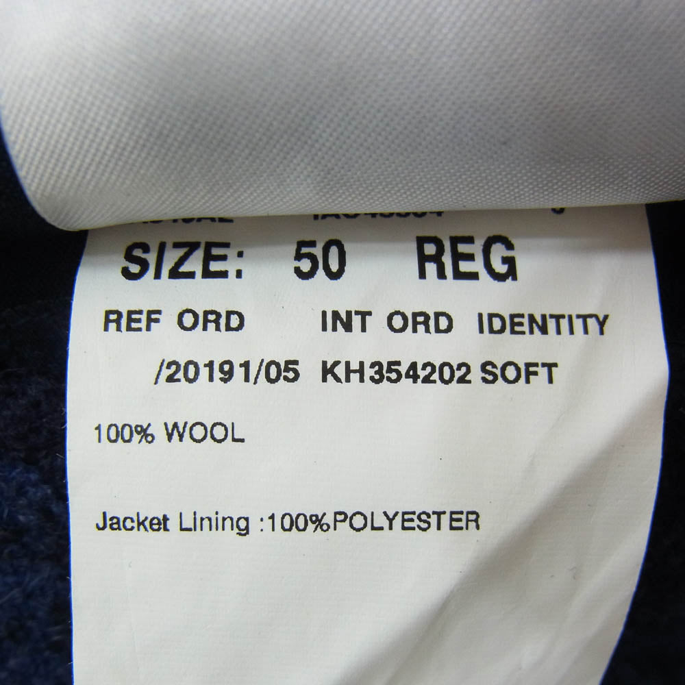 LARDINI ラルディーニ IA546AE ブートニエール付き チェック ウール 段返り2B テーラード ジャケット コート ネイビー系 50【極上美品】【中古】