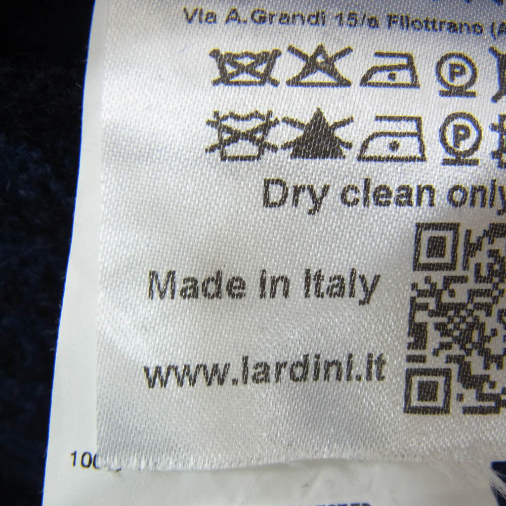 LARDINI ラルディーニ IA546AE ブートニエール付き チェック ウール 段返り2B テーラード ジャケット コート ネイビー系 50【極上美品】【中古】