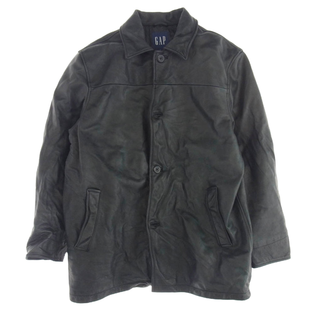 GAP ギャップ 90s 紺タグ レザー コート ブラック系 L【中古】