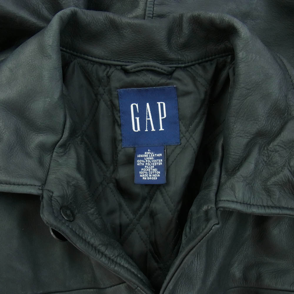 GAP ギャップ 90s 紺タグ レザー コート ブラック系 L【中古】