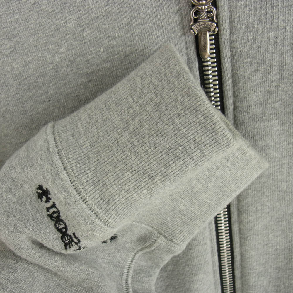 CHROME HEARTS クロムハーツ（原本無） GRP Y NOT Zip Up Hoodie ワイノット ダガー刺繍 クロスパッチ ヴァーティカルロゴ ジップアップ フルジップ パーカー グレー グレー系 L【中古】