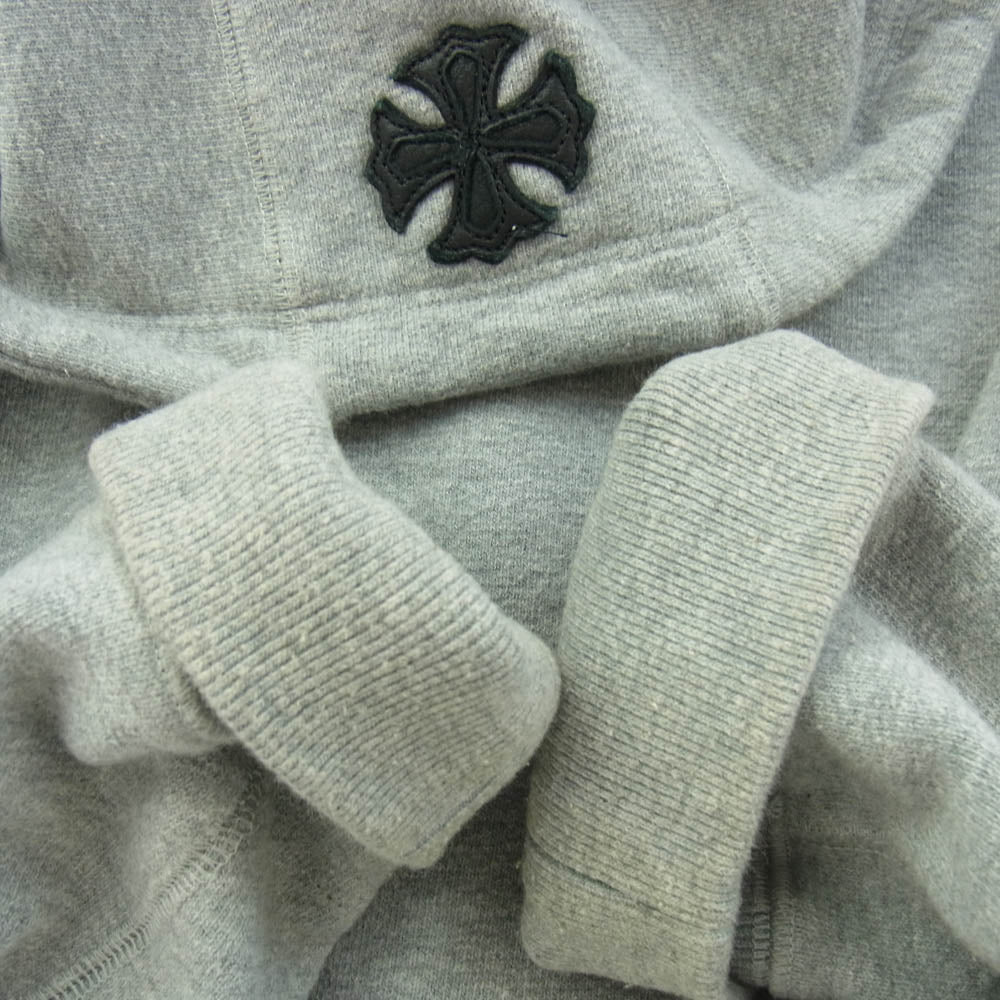 CHROME HEARTS クロムハーツ（原本無） GRP Y NOT Zip Up Hoodie ワイノット ダガー刺繍 クロスパッチ ヴァーティカルロゴ ジップアップ フルジップ パーカー グレー グレー系 L【中古】