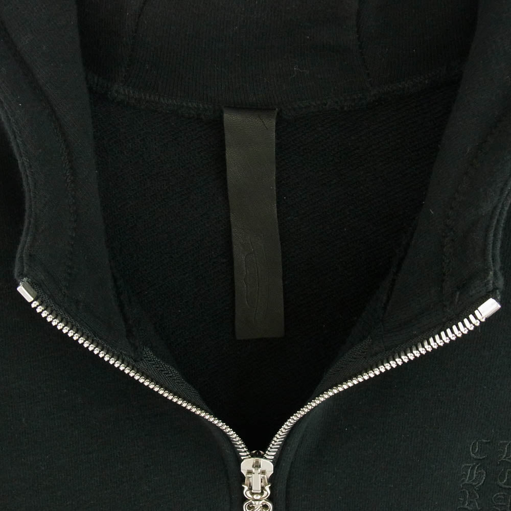 CHROME HEARTS クロムハーツ（原本無） GRP Y NOT Zip Up Hoodie ワイノット ダガー刺繍 クロスパッチ ヴァーティカルロゴ ジップアップ フルジップ パーカー ブラック ブラック系 L【中古】