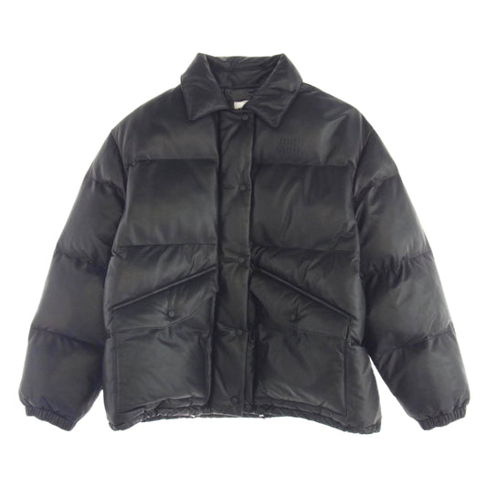 MIUMIU ミュウミュウ 24AW MPV923 S000 13UB ナッパレザー ジャケット ダウン ジャケット ブラック系 40【中古】