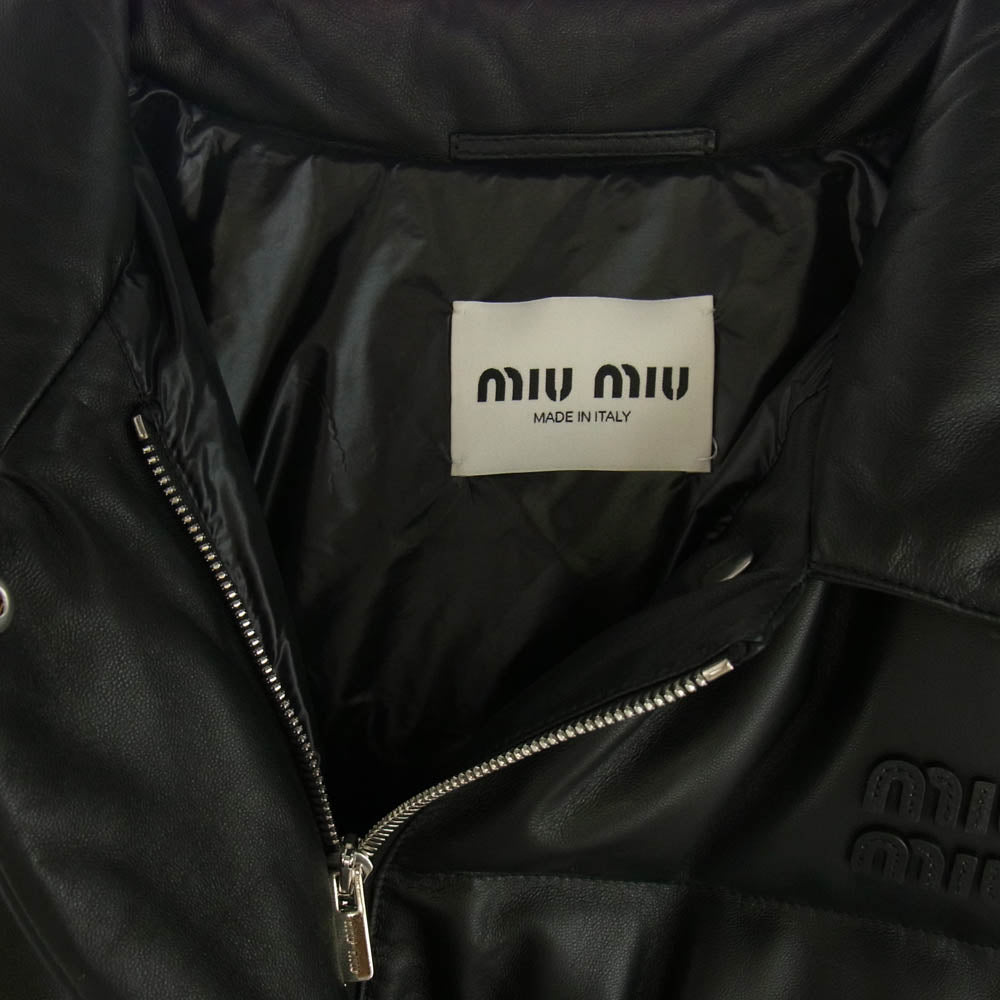 MIUMIU ミュウミュウ 24AW MPV923 S000 13UB ナッパレザー ジャケット ダウン ジャケット ブラック系 40【中古】
