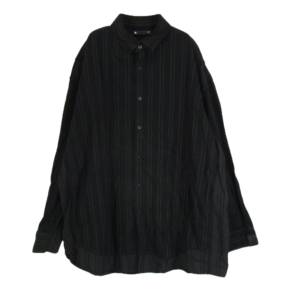 MINEDENIM マインデニム 23AW MND-NHW001-96-422 × N.HOOLYWOOD エヌハリウッド BD.Discharge Stripe NHW SH 再構築 ストライプ 長袖 シャツ ブラック系 42【中古】
