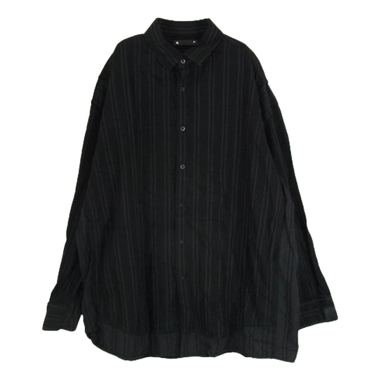 MINEDENIM マインデニム 23AW MND-NHW001-96-422 × N.HOOLYWOOD エヌハリウッド BD.Discharge Stripe NHW SH 再構築 ストライプ 長袖 シャツ ブラック系 42【中古】