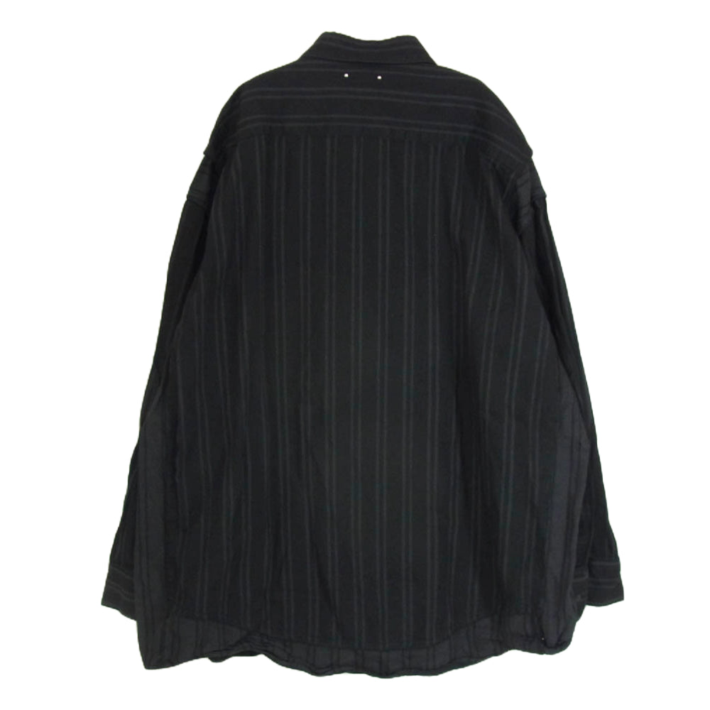 MINEDENIM マインデニム 23AW MND-NHW001-96-422 × N.HOOLYWOOD エヌハリウッド BD.Discharge Stripe NHW SH 再構築 ストライプ 長袖 シャツ ブラック系 42【中古】