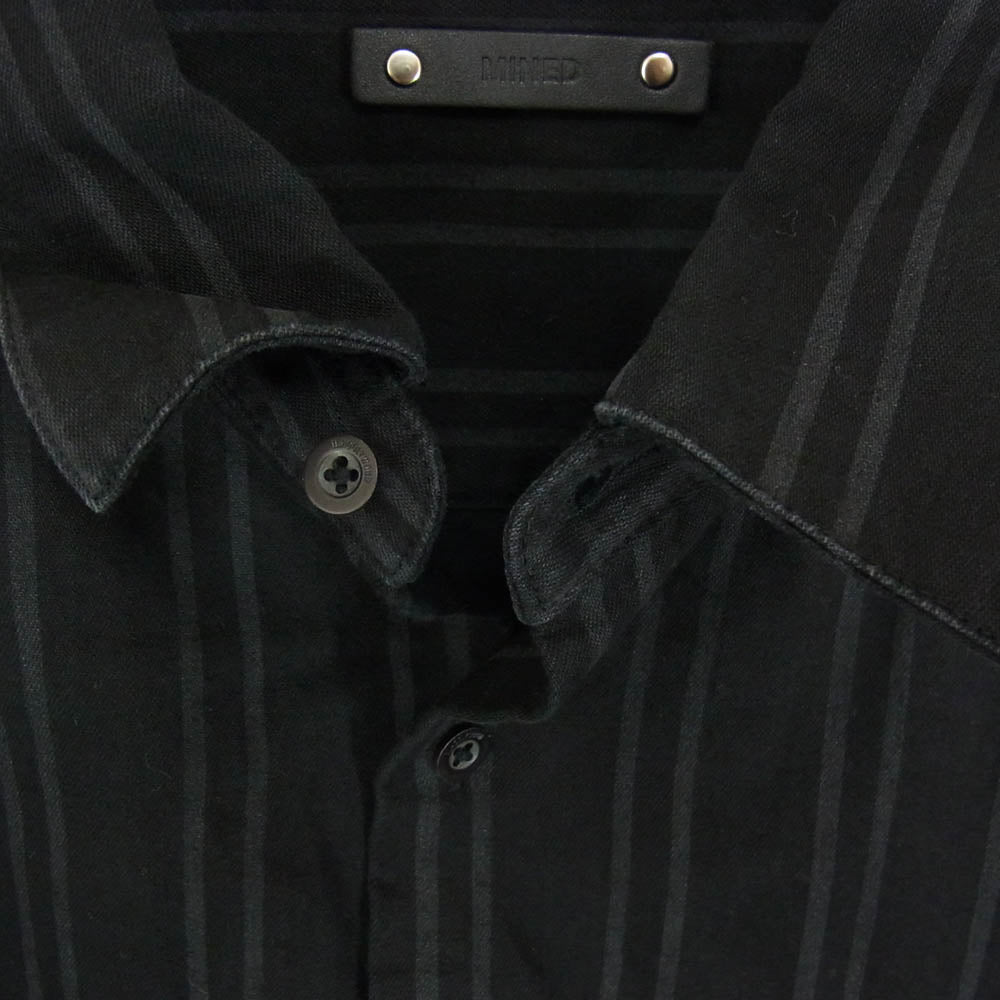 MINEDENIM マインデニム 23AW MND-NHW001-96-422 × N.HOOLYWOOD エヌハリウッド BD.Discharge Stripe NHW SH 再構築 ストライプ 長袖 シャツ ブラック系 42【中古】