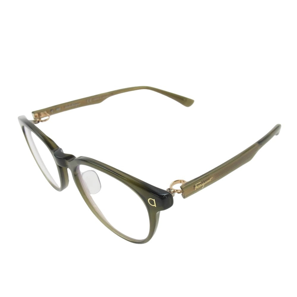 Salvatore Ferragamo サルヴァトーレフェラガモ 999.9 フォーナインズ SF9001 323 クリアレンズ アイウェア サングラス 眼鏡 メガネ カーキ系【中古】