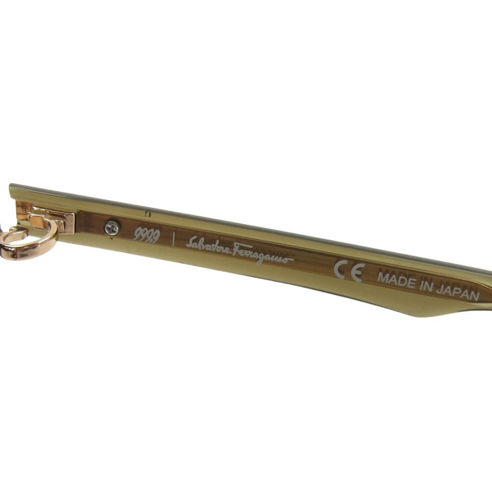 Salvatore Ferragamo サルヴァトーレフェラガモ 999.9 フォーナインズ SF9001 323 クリアレンズ アイウェア サングラス 眼鏡 メガネ カーキ系【中古】