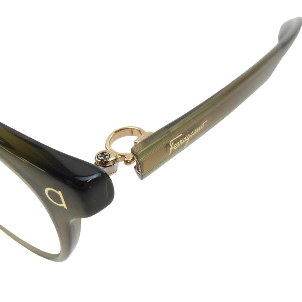 Salvatore Ferragamo サルヴァトーレフェラガモ 999.9 フォーナインズ SF9001 323 クリアレンズ アイウェア サングラス 眼鏡 メガネ カーキ系【中古】