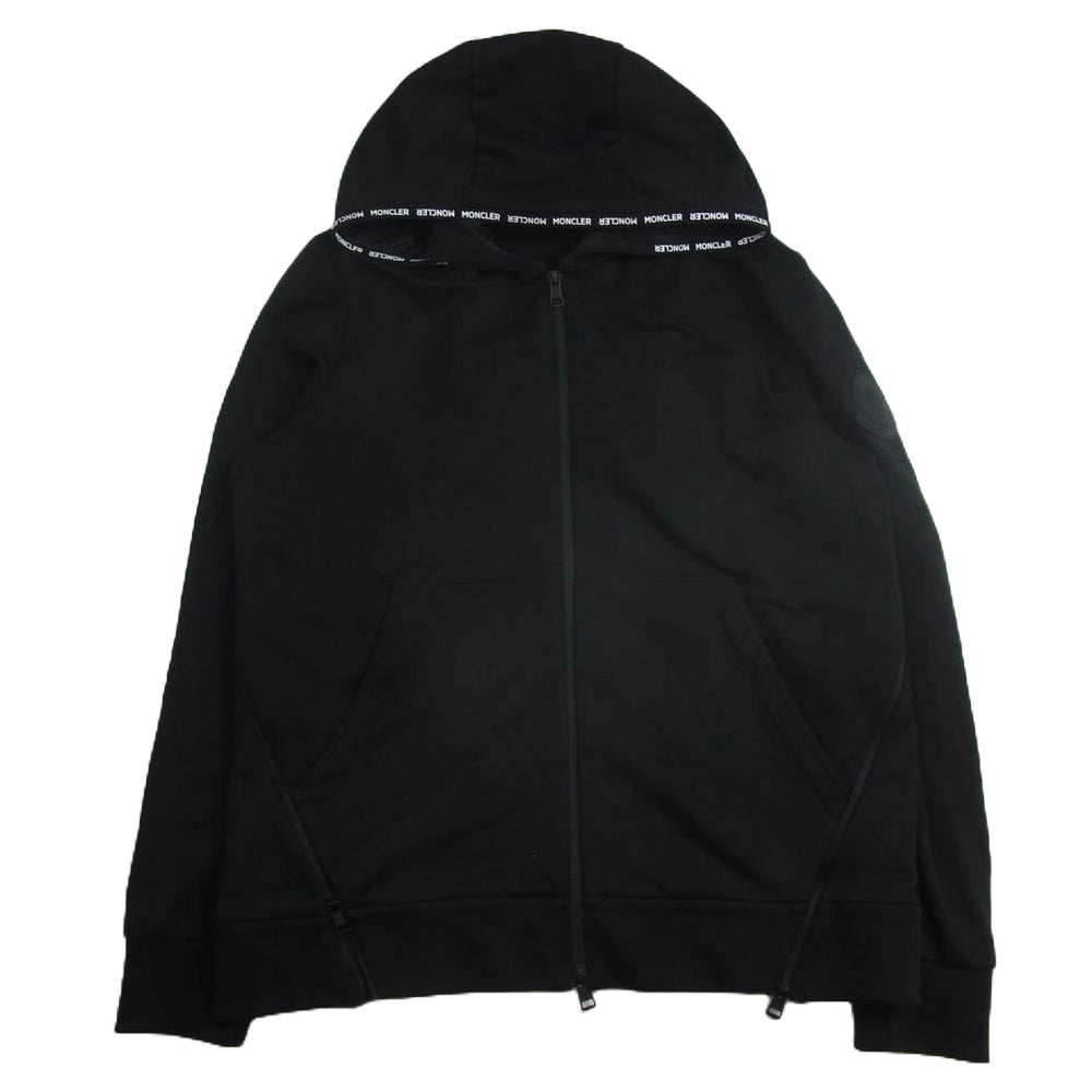 MONCLER モンクレール G10918G7A800 Maglia Cardigan カーディガン ロゴワッペン ジップアップ フーディ パーカー ブラック系 L【中古】