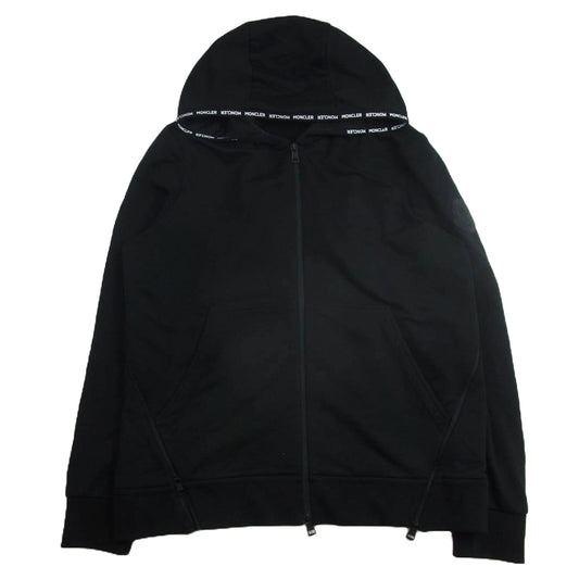 MONCLER モンクレール G10918G7A800 Maglia Cardigan カーディガン ロゴワッペン ジップアップ フーディ パーカー ブラック系 L【中古】