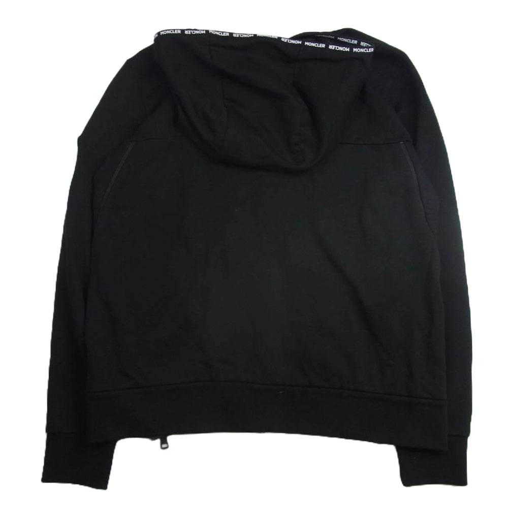 MONCLER モンクレール G10918G7A800 Maglia Cardigan カーディガン ロゴワッペン ジップアップ フーディ パーカー ブラック系 L【中古】