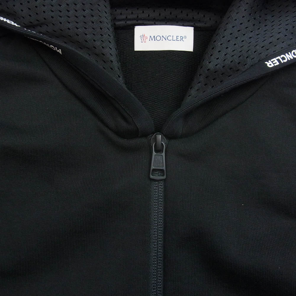 MONCLER モンクレール G10918G7A800 Maglia Cardigan カーディガン ロゴワッペン ジップアップ フーディ パーカー ブラック系 L【中古】