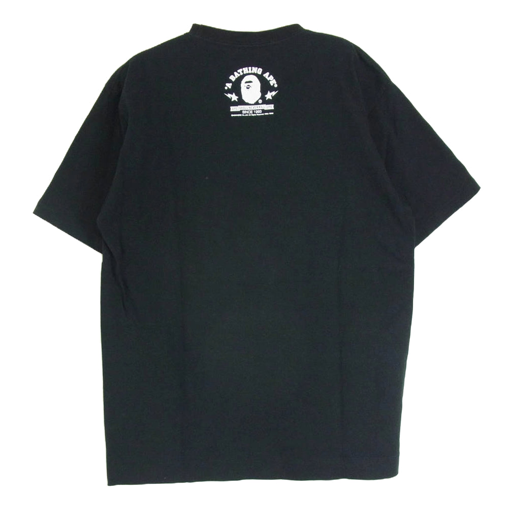 A BATHING APE アベイシングエイプ BAPE ベイプ ファイヤー ファイアー ロゴ ヘッド プリント 半袖 Tシャツ ブラック系 M【中古】