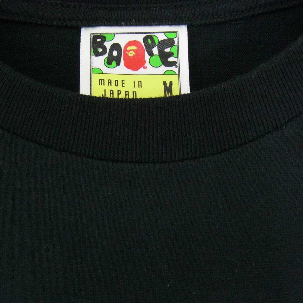 A BATHING APE アベイシングエイプ BAPE ベイプ ファイヤー ファイアー ロゴ ヘッド プリント 半袖 Tシャツ ブラック系 M【中古】