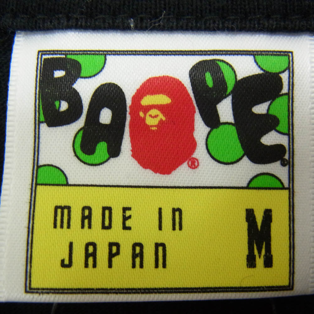 A BATHING APE アベイシングエイプ BAPE ベイプ ファイヤー ファイアー ロゴ ヘッド プリント 半袖 Tシャツ ブラック系 M【中古】