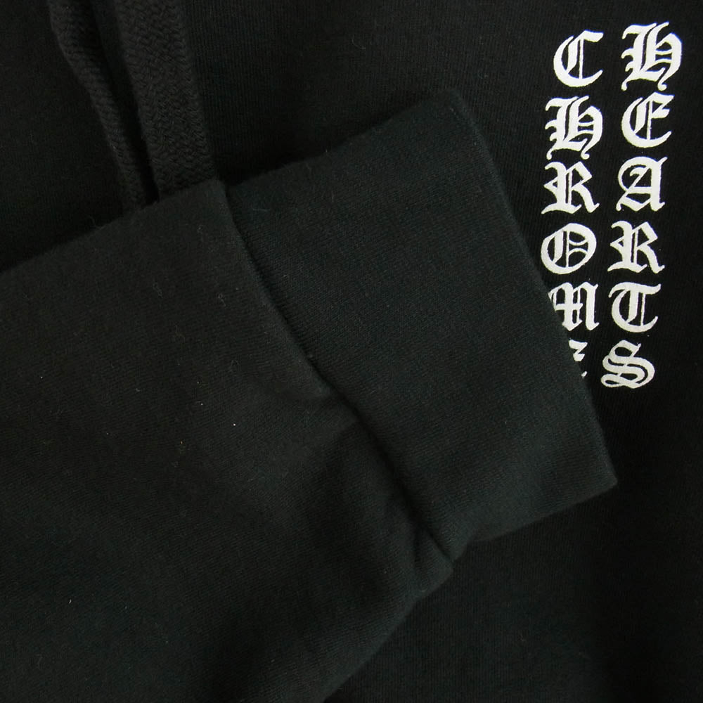 CHROME HEARTS クロムハーツ（原本無） SWTSHRT PLVR オンライン限定 袖ロゴ プリント プルオーバー スウェットシャツ フーディ パーカー ブラック系 XXL【中古】