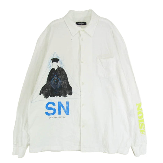 UNDERCOVER アンダーカバー 22SS UC1B4403-1 ONCE IN A LIFETIME期 擦れプリント加工 長袖 シャツ ホワイト系 2【中古】