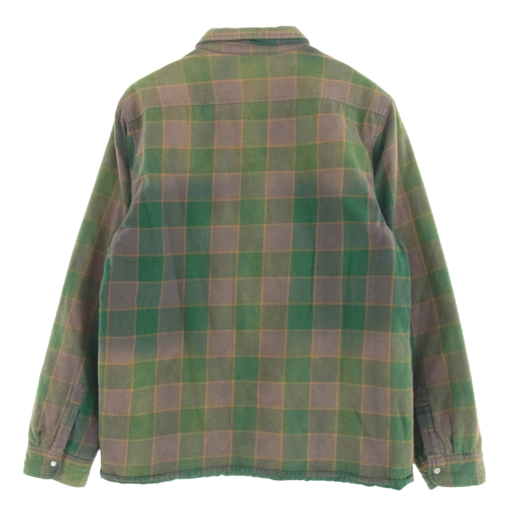 Supreme シュプリーム 18AW Quilted Faded Plaid Shirt フェード加工 中綿 キルティング チェック シャツ ジャケット グリーン系 L【中古】